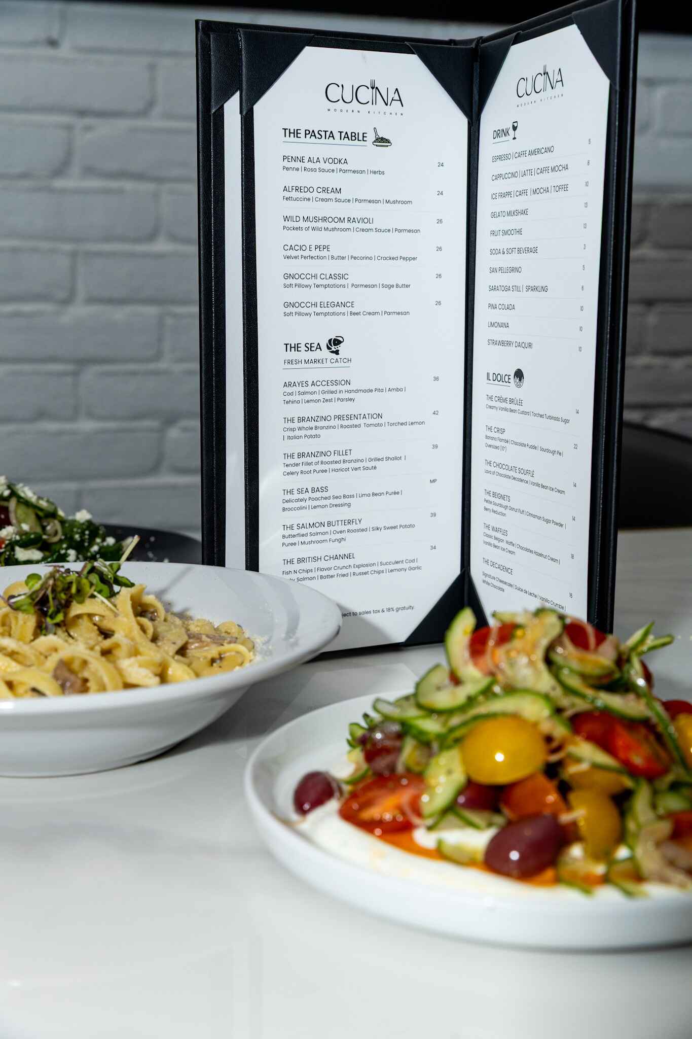 menu on a table